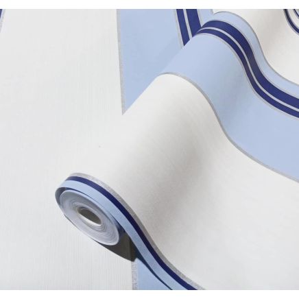 Lanes Blue White Textured Stripe Wallpaper