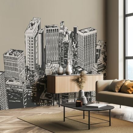 Urban City Skyscrapers Wall Mural