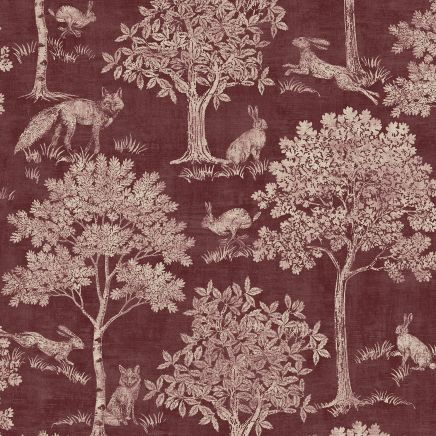 Fox & Hare Wallpaper Red
