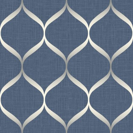 Linen & Metallic Trellis Wallpaper