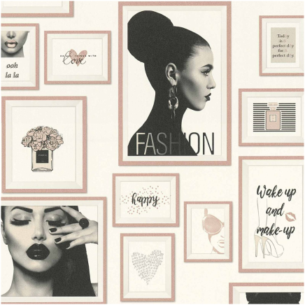 Cream & Pink Gallery Wallpaper