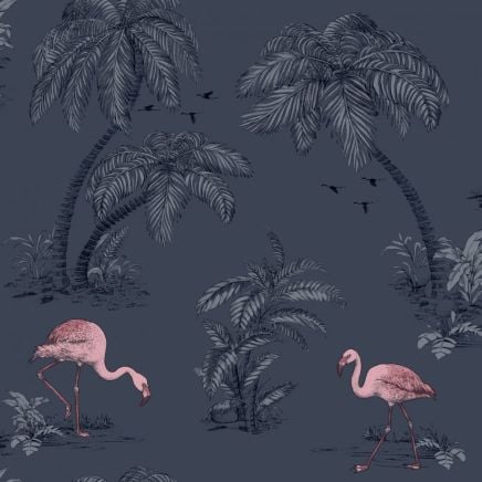 Pink Flamingo Lake Midnight Wallpaper