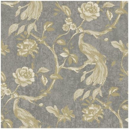 Paul Moneypenny Paradise Birds Wallpaper Charcoal Gold