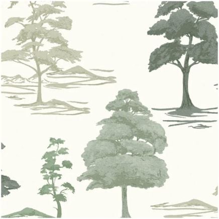 Carlotta Tree Sage Cream Wallpaper