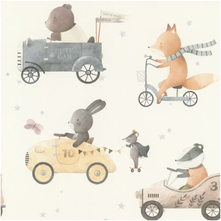 Beige Animals & Vehicles Wallpaper