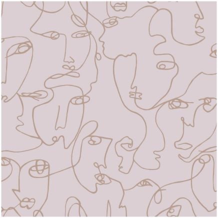 Linear Visages Wallpaper Pink Rose Gold