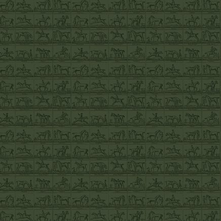 Horse Grid Wallpaper Green