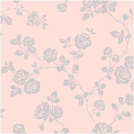 Soft Pink Glitter Floral Wallpaper