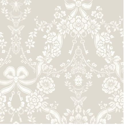 Bow Damask Taupe Wallpaper
