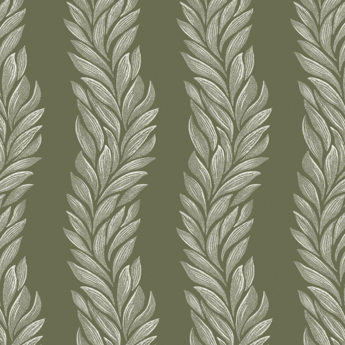Laura Ashley Coulderton Leaves Wallpaper Olive Green