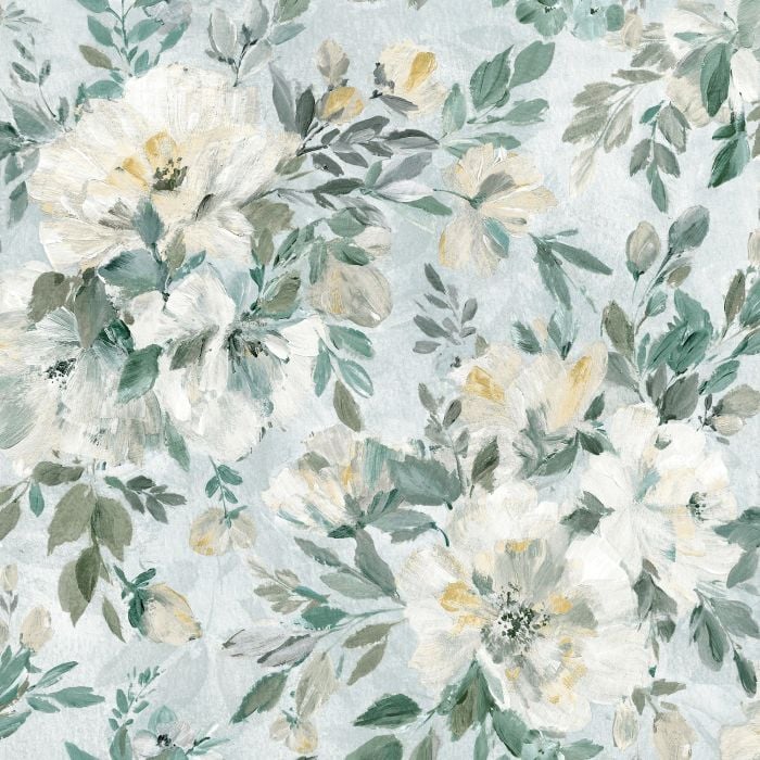 Elowen Peony Wallpaper Pale Teal