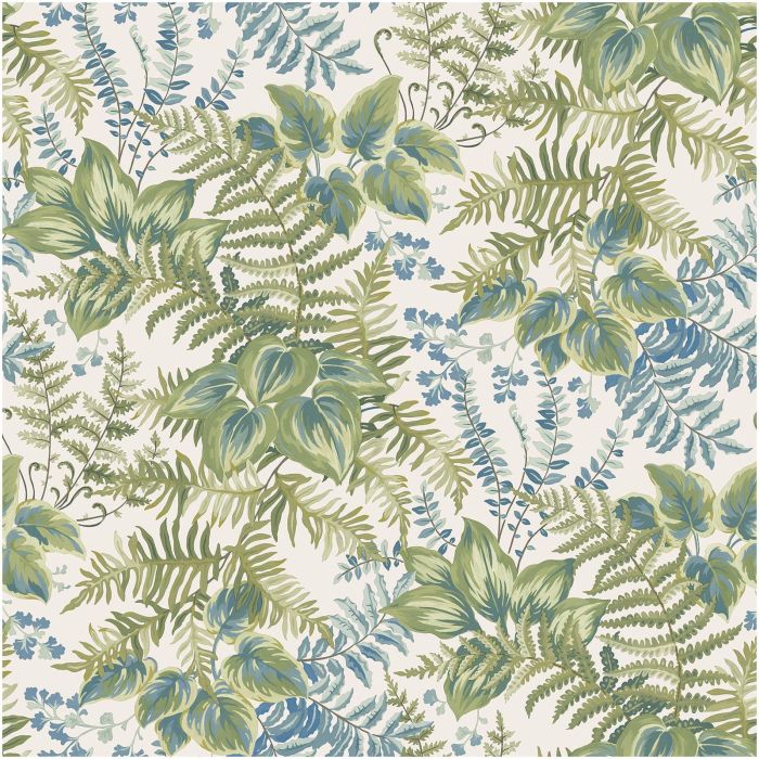 Leaf Canopy Wallpaper Sage Cream Sky Blue