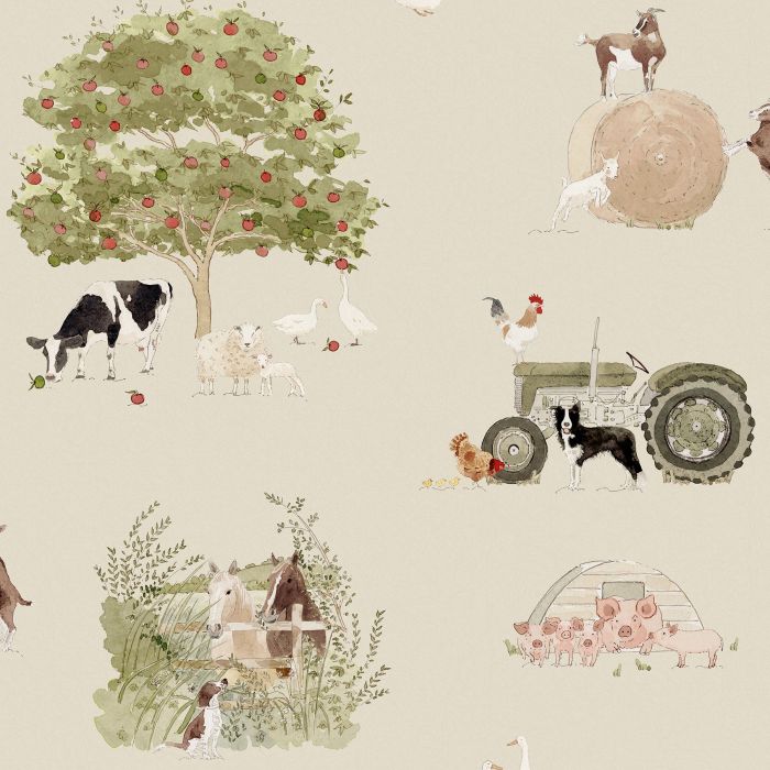 Farm Friends Hambleton Sage Wallpaper