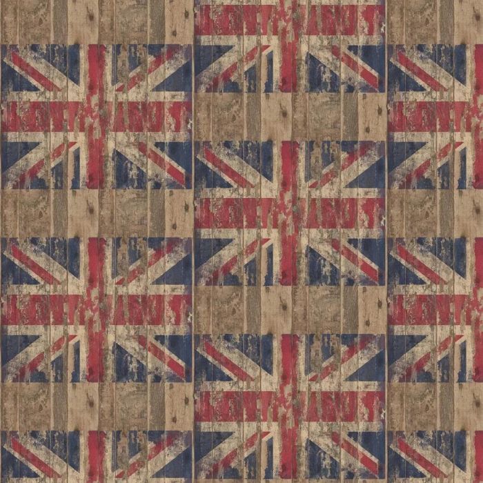 Union Jack Distressed Wood Wallpaper