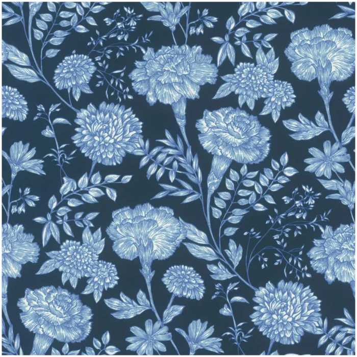 Symphony Floral Wallpaper Navy Blue