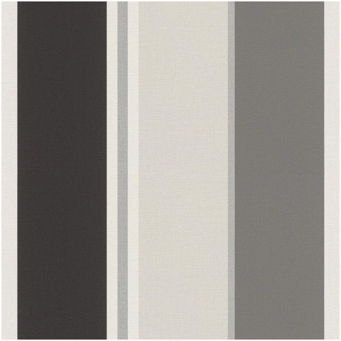 Grey Silver Black Striped Wallpaper
