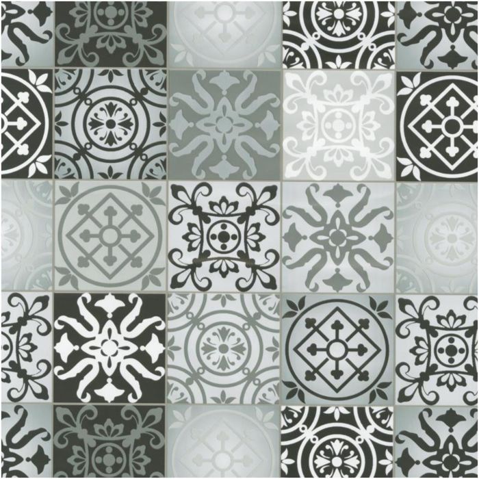 Fablon Sticky Back Plastic Black & White Mosaic Tiles