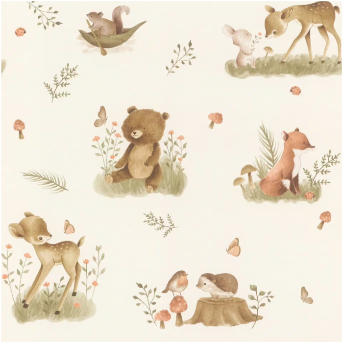 Beige/Brown Animals & Forest Wallpaper