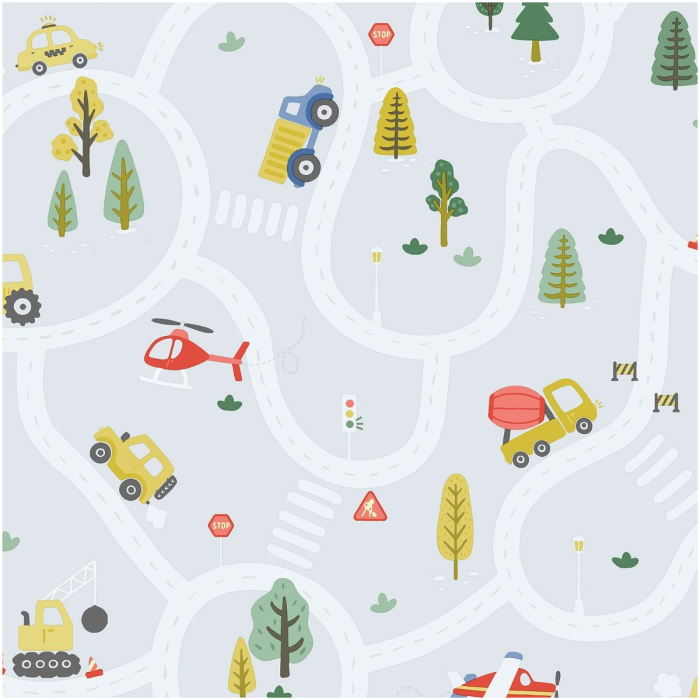 Roundabout Road Wallpaper Light Blue