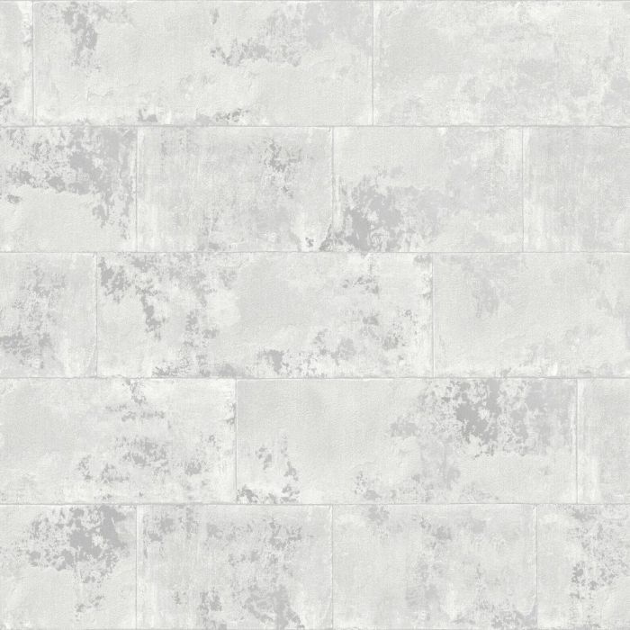 Portfolio Concrete Brick Tile Effect Metallic Wallpaper