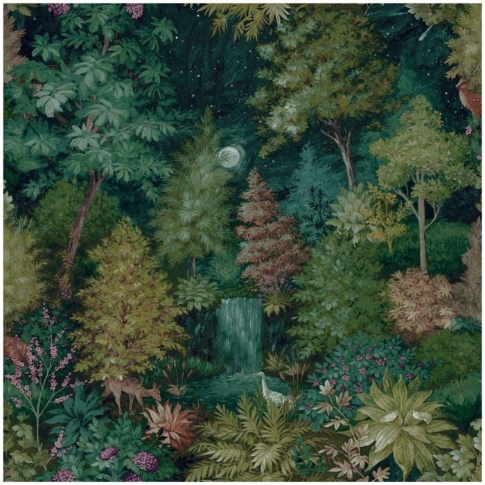 Midnight Woods Wallpaper Green