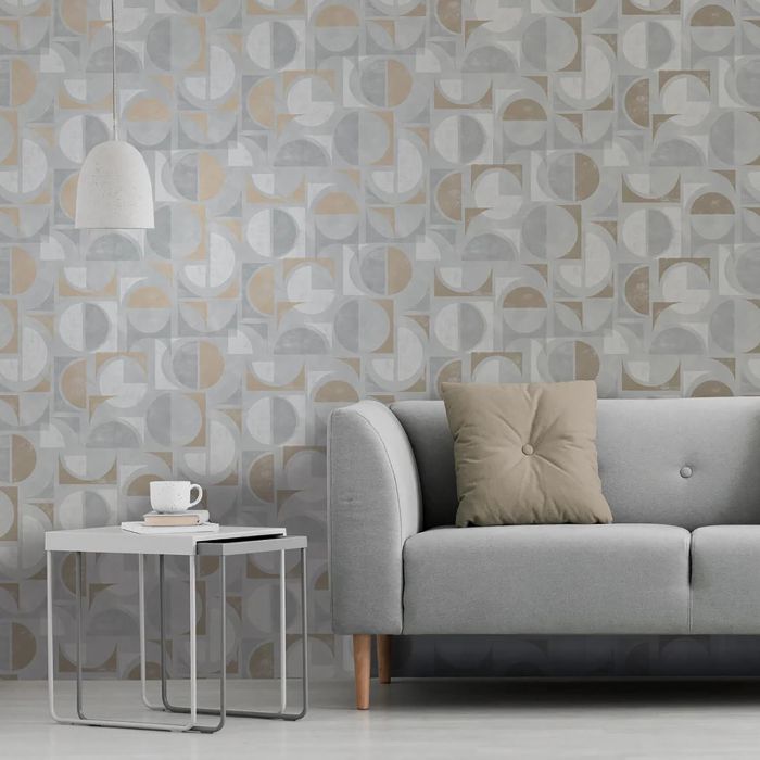 Seville Abstract Wallpaper Grey Gold