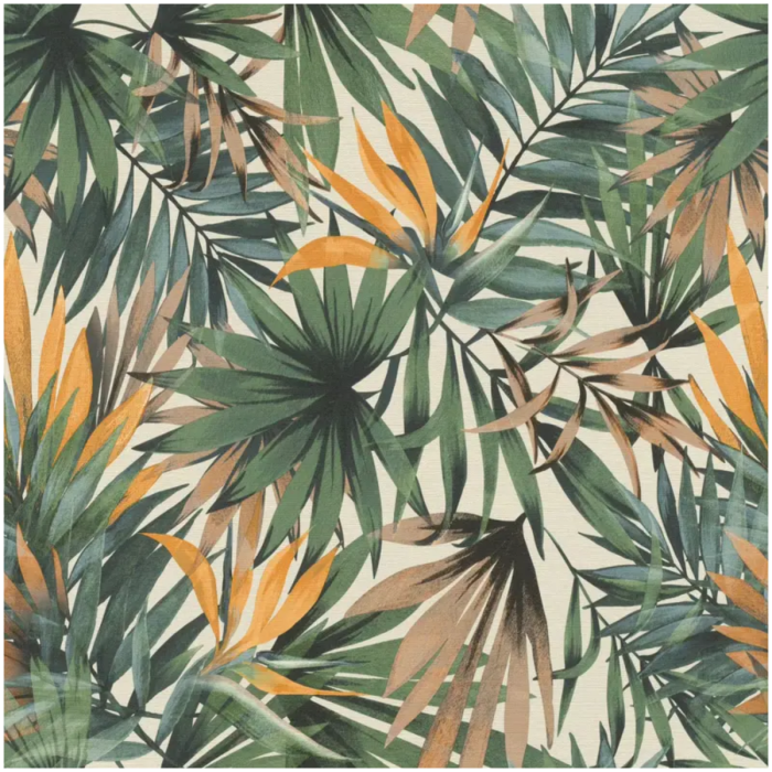 Lush Tropical Wallpaper Green Orange