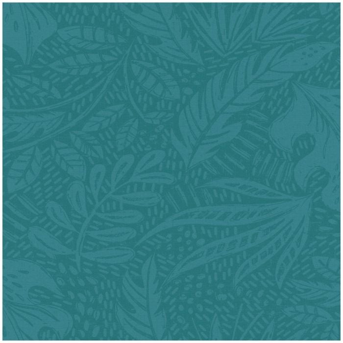 Flower Foliage Wallpaper Teal