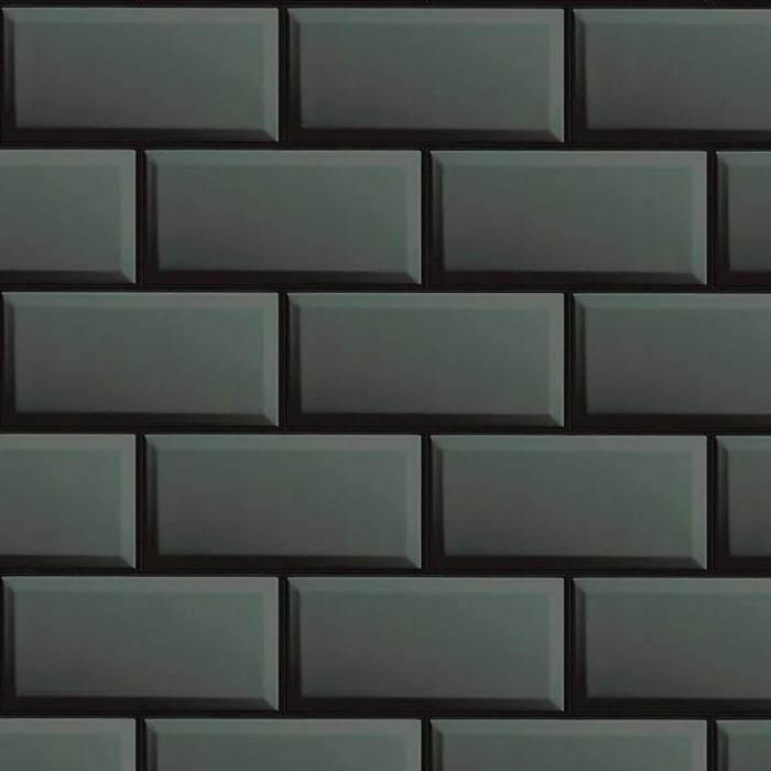Atelier Bevelled Tiles Wallpaper Dark Grey Gloss Black