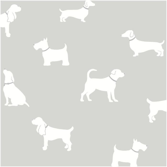 Pooch Dog Wallpaper Grey White