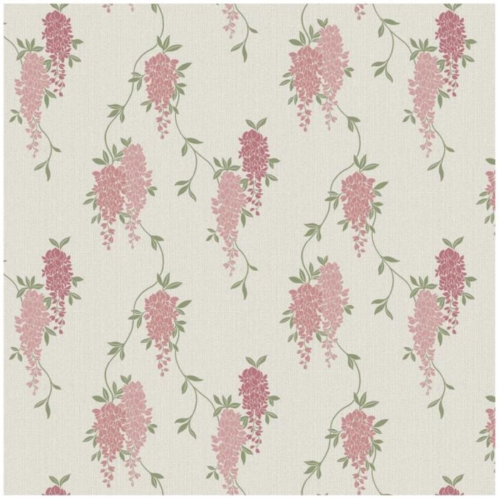 Wisteria Floral Wallpaper Pink