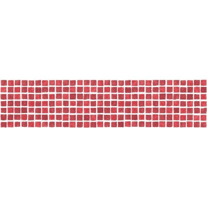 Ceramica Mosaic Tiles Red White Kitchen Bathroom Wallpaper Border