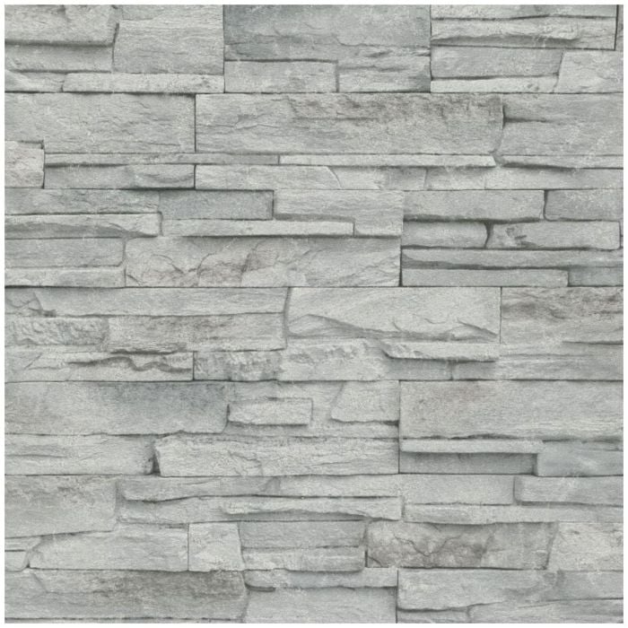 Grey Realistic Stacked Stones Wallpaper