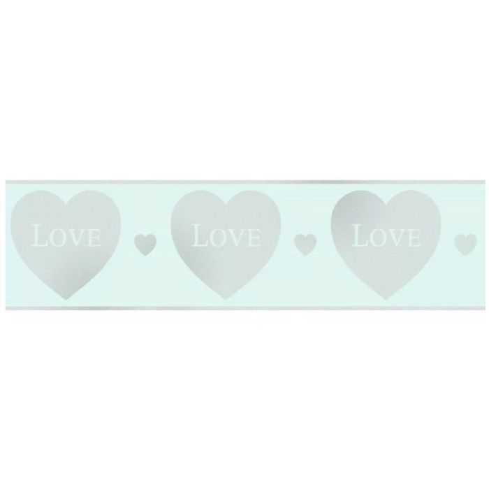 Glitter Hearts Mint Green Wallpaper Border
