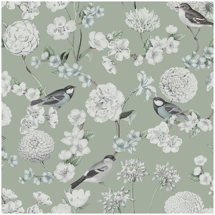 Avery Floral Wallpaper Sage Green