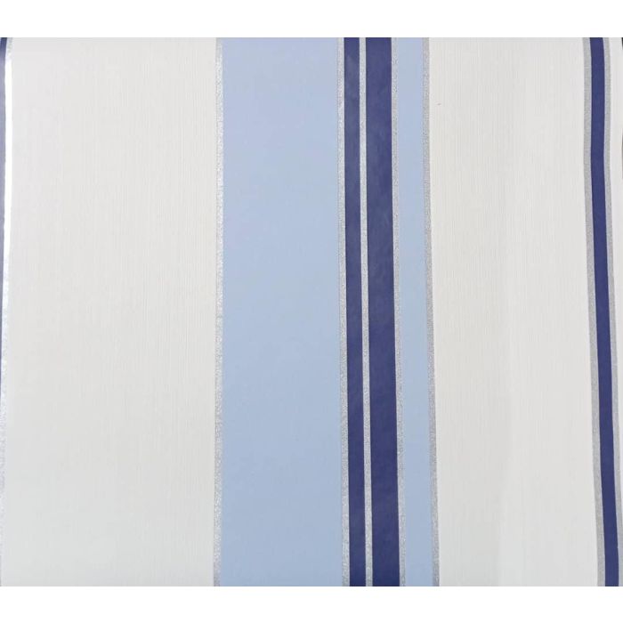 Lanes Blue White Textured Stripe Wallpaper