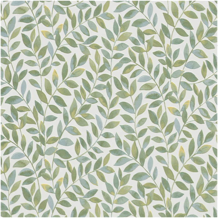 Opus White & Green Leaf Wallpaper