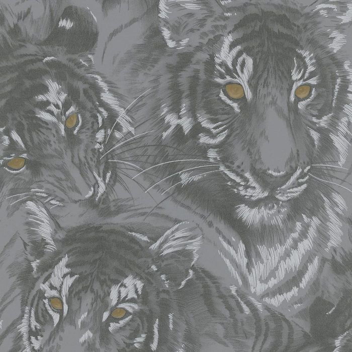 Tiger Grey Gold Wallpaper