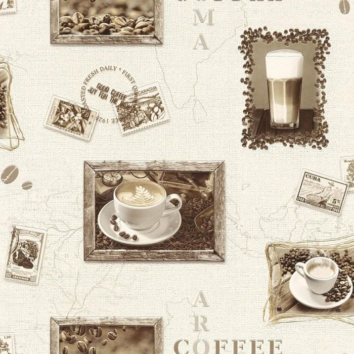 Coffee Motif Kitchen Wallpaper
