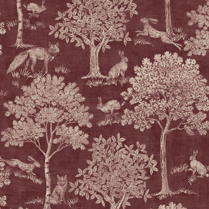 Fox & Hare Wallpaper Red