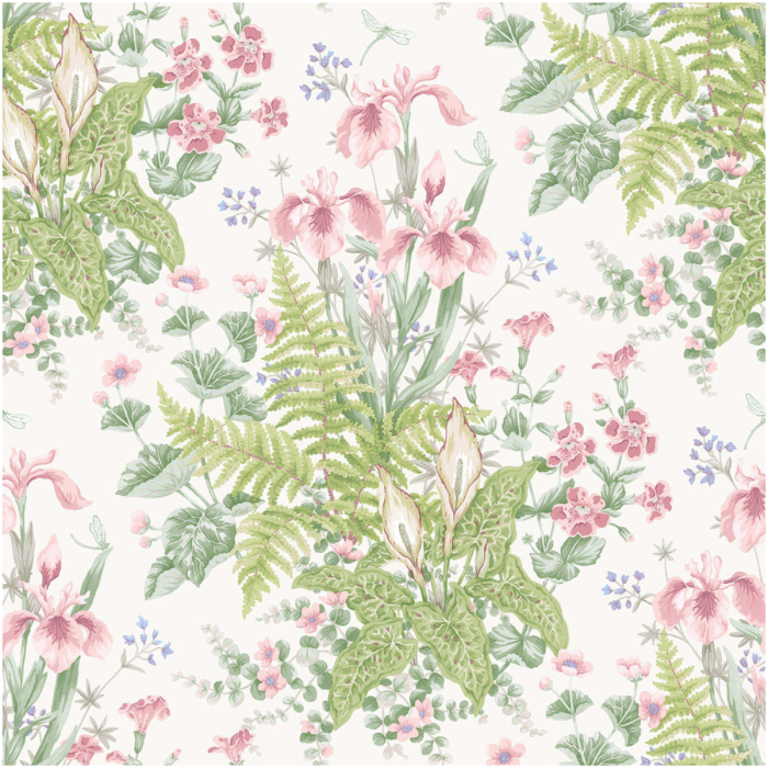 Chelsea Ferns Wallpaper Green Pink