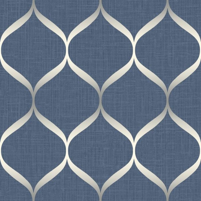 Linen & Metallic Trellis Wallpaper