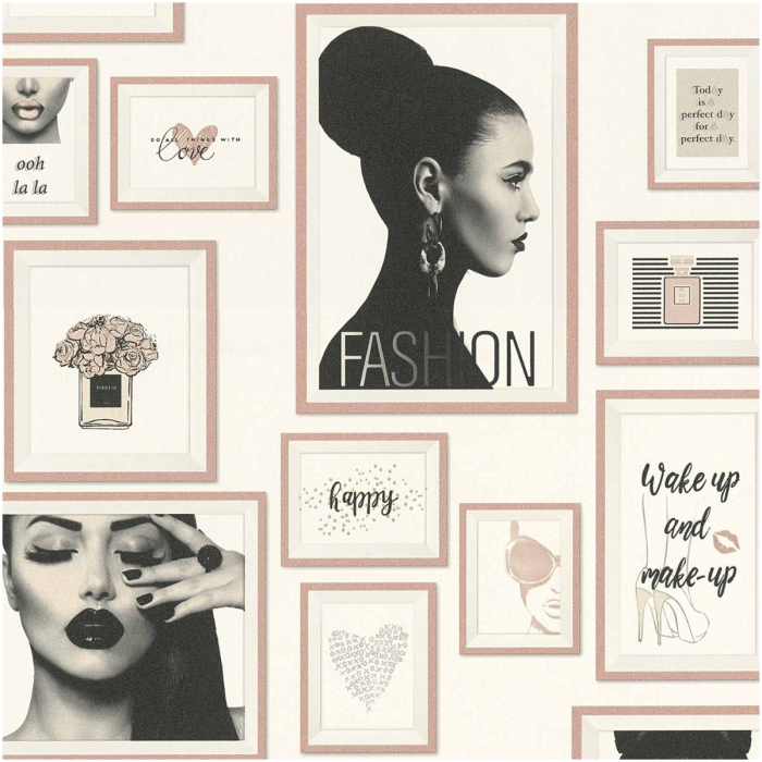 Cream & Pink Gallery Wallpaper