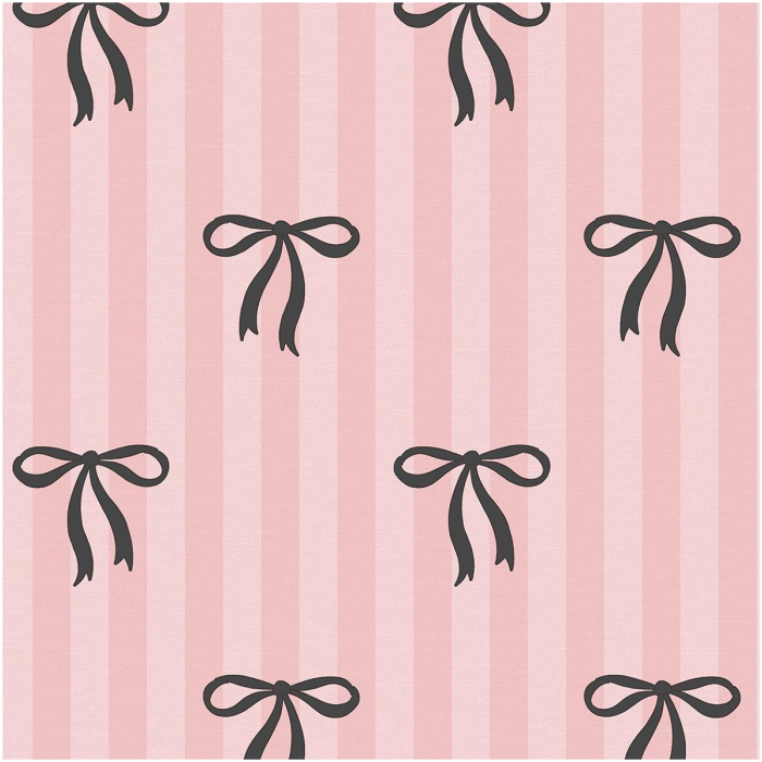Bows Stripes Wallpaper Pink Black