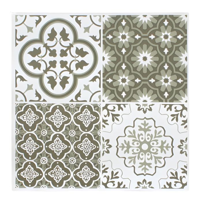 Olive Sage Green And White Moroccan Mosaic Design