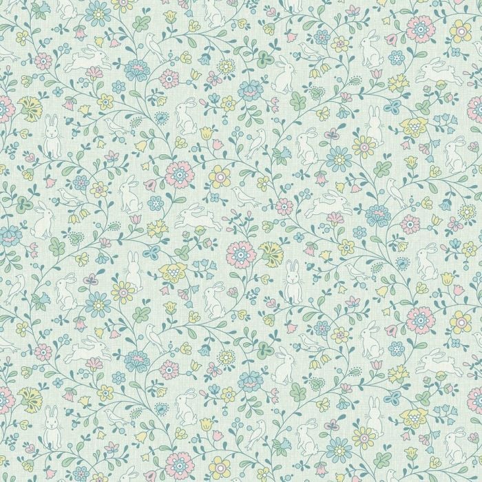 Jack n Rose Bunny Rabbit Floral Wallpaper