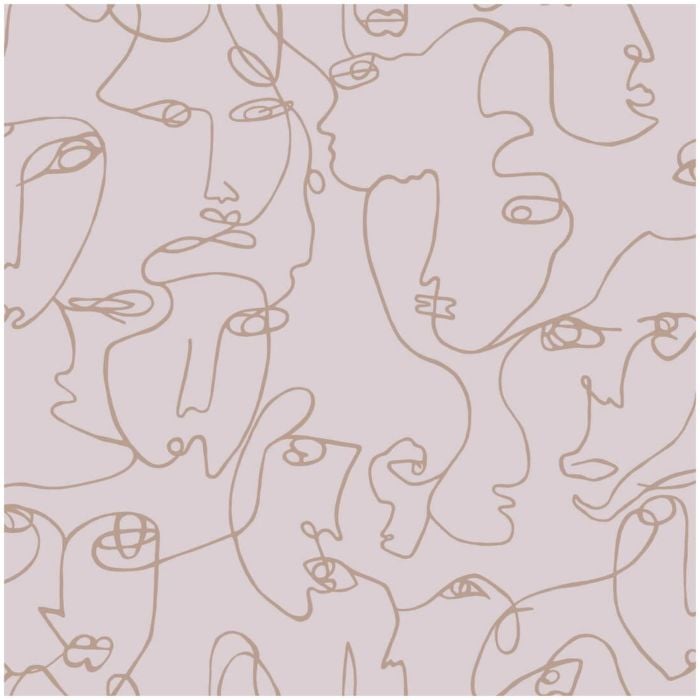 Linear Visages Wallpaper Pink Rose Gold