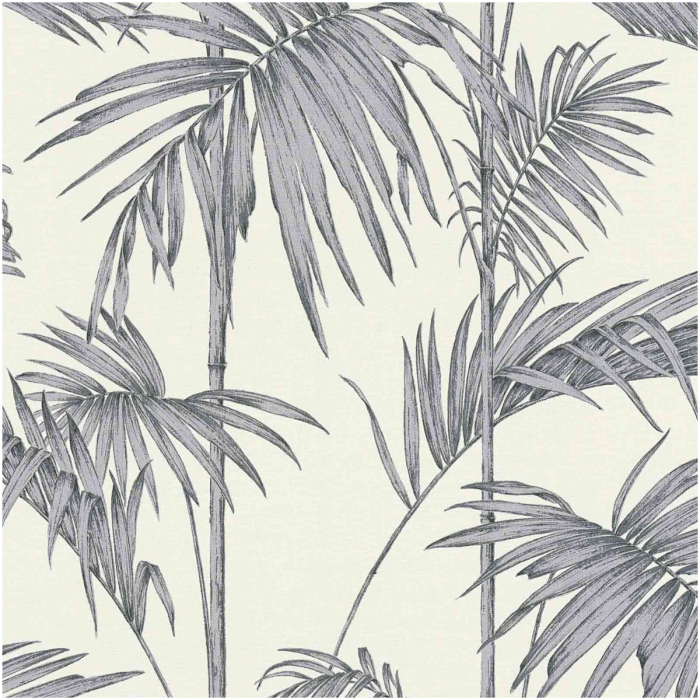 Cream & Silver Bamboo Leaves Wallpaper