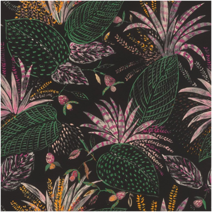 Jungle Palms Wallpaper Black Multicolour