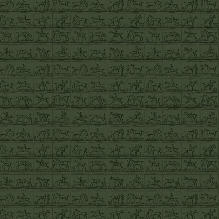 Horse Grid Wallpaper Green